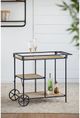 A & B Home Black/Natural Shelf with Wheels-5