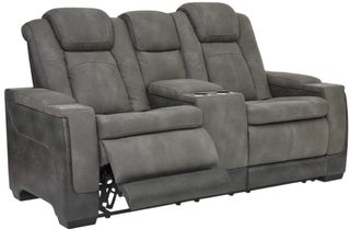 Signature Design by Ashley® Next-Gen DuraPella Two-tone Slate Power Reclining Loveseat with Console and Adjustable Headrest