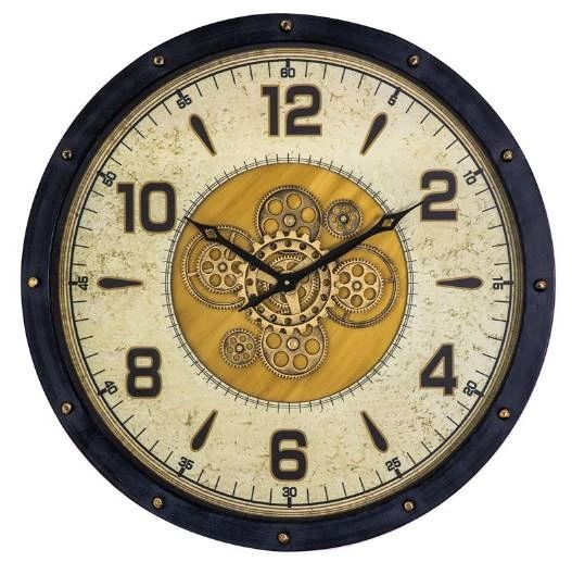 YHD Black/Gold Venetian Round Gear Clock-0