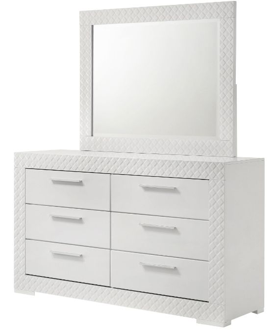 Coaster® Ives White High Gloss Dresser and Mirror-2
