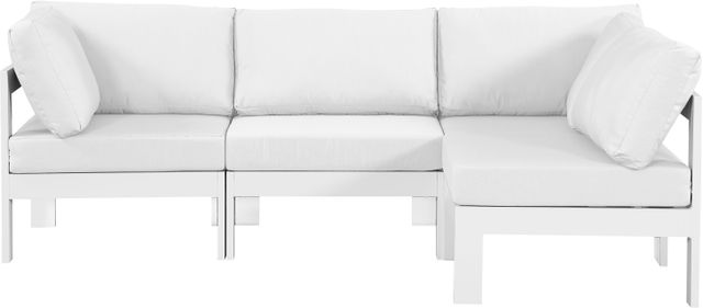 Meridian Furniture Nizuc 4-Piece White Outdoor Patio Modular Sectional Set-0