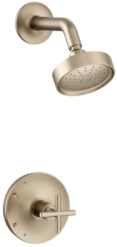 KOHLER® Purist® Rite-Temp® Vibrant Brushed Bronze 1.75 GPM Shower Trim Kit with Cross Handle-0