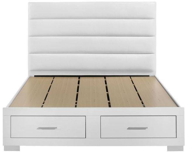 Coaster® Felicity White High Gloss Queen Panel Storage Bed -2