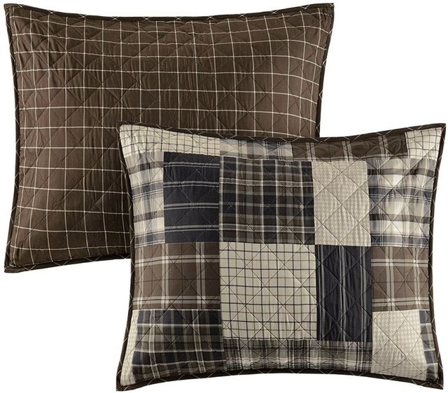 Olliix by Madison Park Timber 3 Piece Black and Brown Full/Queen Reversible Printed Coverlet Set-1