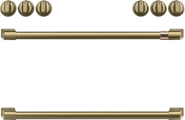 Café™ Brushed Brass Front Control Induction Knobs and Handle Kit-1