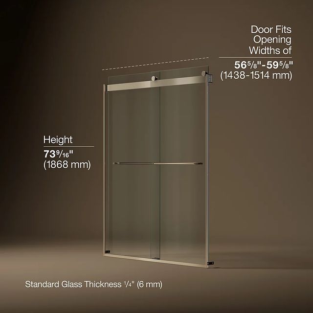 KOHLER Levity® Anodized Brushed Bronze 74" x 57" - 60" Sliding Shower Door-2
