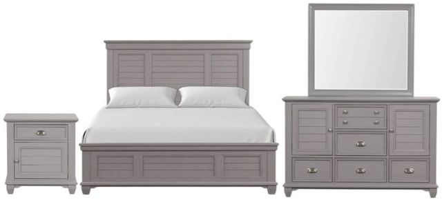 New Classic® Home Furnishings Jamestown 4-Piece Gray California King Panel Bedroom Set-0