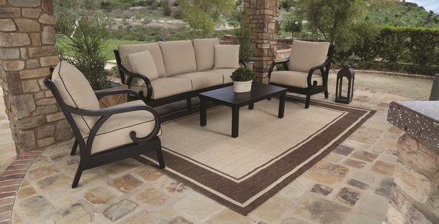 Sunset West Monterey Old World Copper Aluminum Outdoor Club Chair with Linen Stone Cushion-3