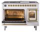 Ilve® Nostalgie II Noblesse 48'' Custom RAL Color Pro Style Dual Fuel Range with Brass Trim-3