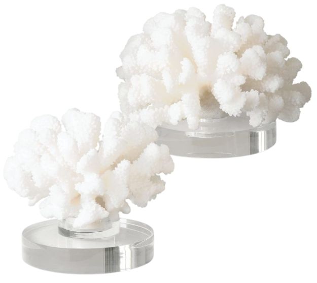 Uttermost® Hard 2-Piece Cream Coral Sculpture Set-0