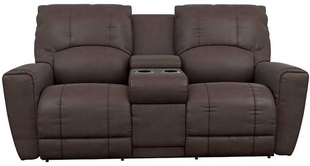 La-Z-Boy® Cassian Walnut Leather Manual Reclining Loveseat with Console-1