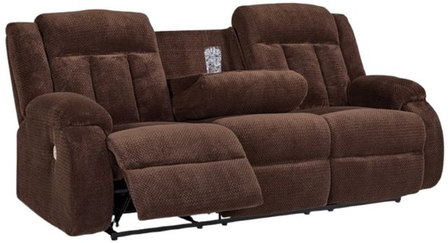 Signature Design by Ashley® Observation Chocolate Power Reclining Sofa with Drop Down Table-2