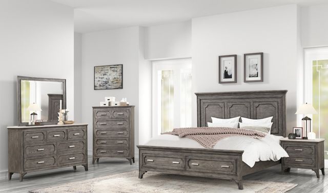New Classic® Home Furnishings Lisbon Gray King Panel Storage Bed-1