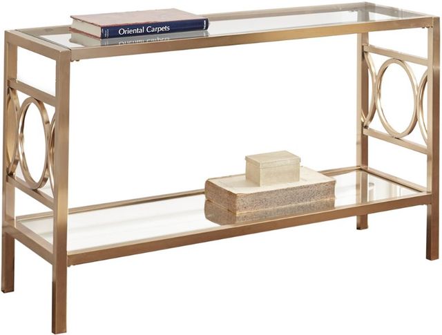Steve Silver Co. Olympia Glass Top Sofa Table with Gold Base-0