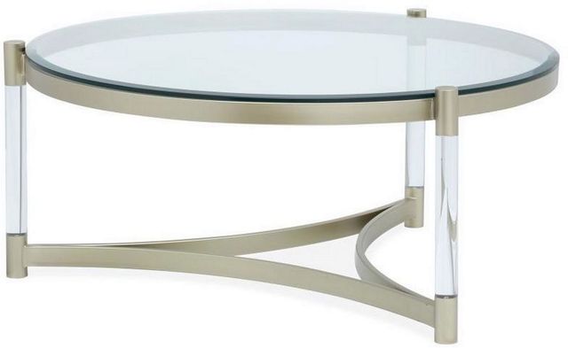 Magnussen Home® Silas Glass Top Round Cocktail Table with Platinum Acrylic Base-3