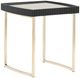 Michael Amini® Lisbon Mirrored Silken Matte Black Side Table with Gold Base-0