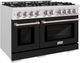 ZLINE Select 48" Satin Stainless Steel Convection Pro Style Gas Range with Black Matte Door-2