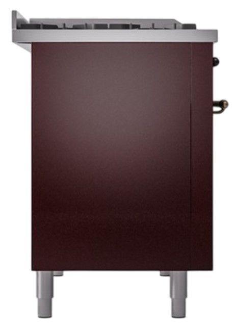 Ilve® Nostalgie II Noblesse 48'' Burgundy Pro Style Dual Fuel Range with Burnished Trim-2