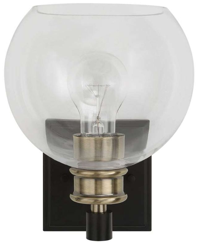 Uttermost® Kent Edison Antique Brass/Matte Black 1-Light Sconce-3