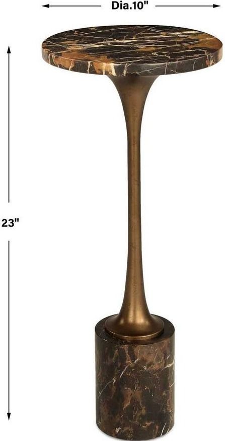 Uttermost® Karnes Black Marble Drink Table with Bronze Accent-2