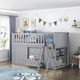Homelegance® Orion Gray Twin Youth Low Loft Bunk Bed with Bookcase and Two Dressers-1