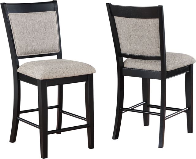 Crown Mark Fulton 2-Piece Black/Light Gray Counter Height Chair Set-3
