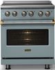 Viking® 5 Series 30" Novembery Sky Pro Style Electric Range with Brushed Brass Trim-4