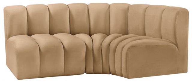 Meridian Furniture Arc 3-Piece Camel Velvet Sectional-2