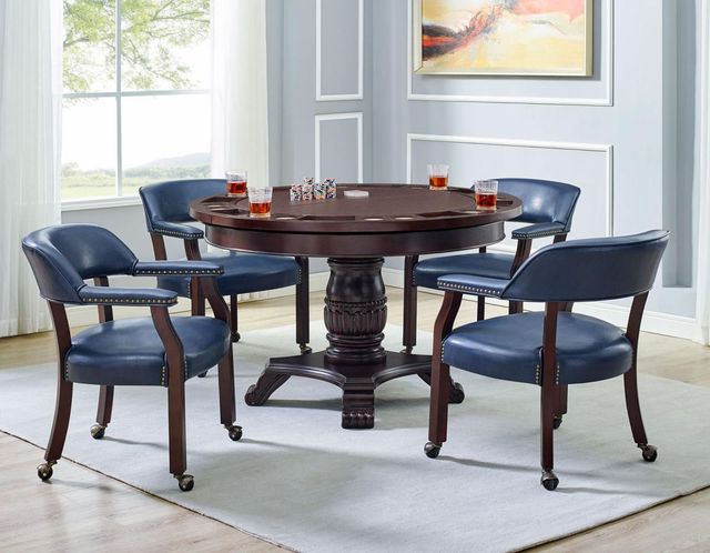 Steve Silver Co. Tournament Cherry/Navy Arm Chair with Casters-3