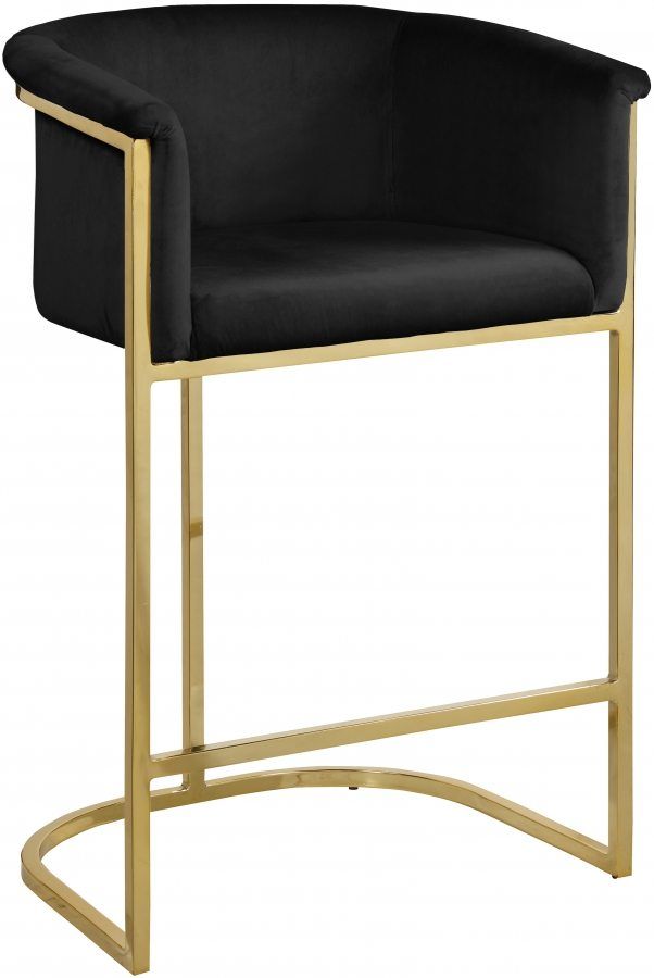Meridian Furniture Donatella Black Velvet Counter Stool-3