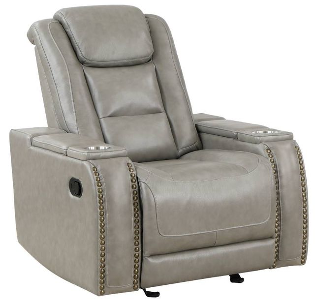 New Classic® Home Furnishings Breckenridge Light Gray Manual Glider Recliner-0
