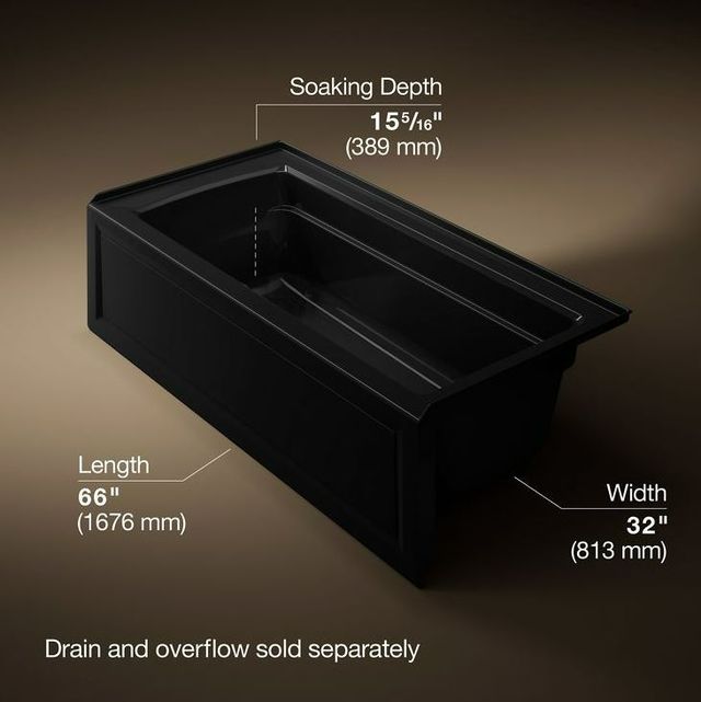 KOHLER® Archer® Black 66" x 32" Alcove Bath with Bask® Heated Surface - Right Drain-3