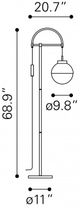 Zuo® Waterloo White/Brushed Bronze Floor Lamp-4