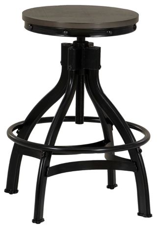 Powell® Haywood Dark Gunmetal/Gray Adjustable Backless Stool 