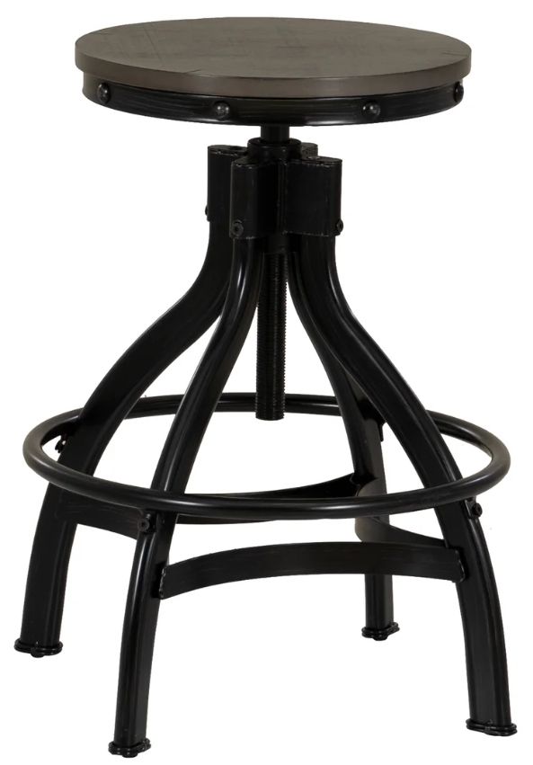 Powell® Haywood Dark Gunmetal/Gray Adjustable Backless Stool -0