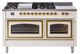 Ilve® Nostalgie II Noblesse 60'' Antique White Pro Style Dual Fuel Range with Brass Trim-0