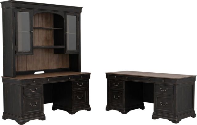 Liberty Furniture Meritage 5-Piece Aged Charcoal/Caramel Junior Executive Set-0