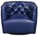 Leather Italia™ Cambria Mira Blue Swivel Chair-1