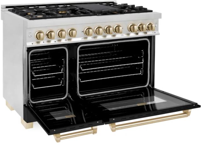 ZLINE Autograph Edition 48" Stainless Steel Pro Style Dual Fuel Range with Black Matte Door-1