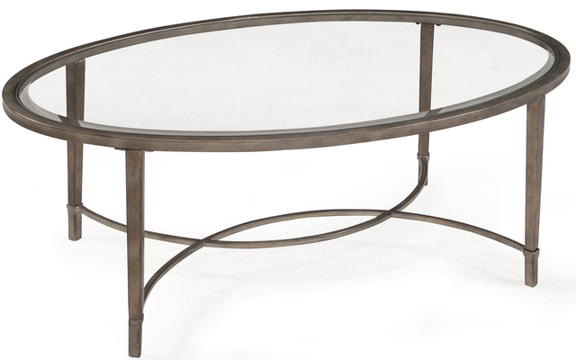 Magnussen Home® Copia Glass Top Demilune Cocktail Table with Antiqued Tint Metal Base-0