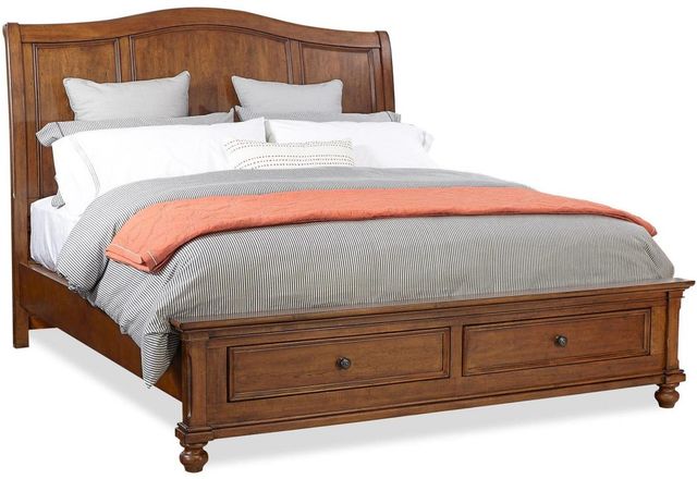 aspenhome® Oxford Whiskey Brown Queen Sleigh Storage Bed-0