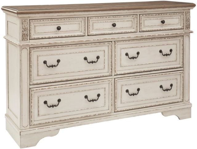 Signature Design by Ashley® Realyn 5-Piece Chipped White California King Upholstered Panel Bed Set-2