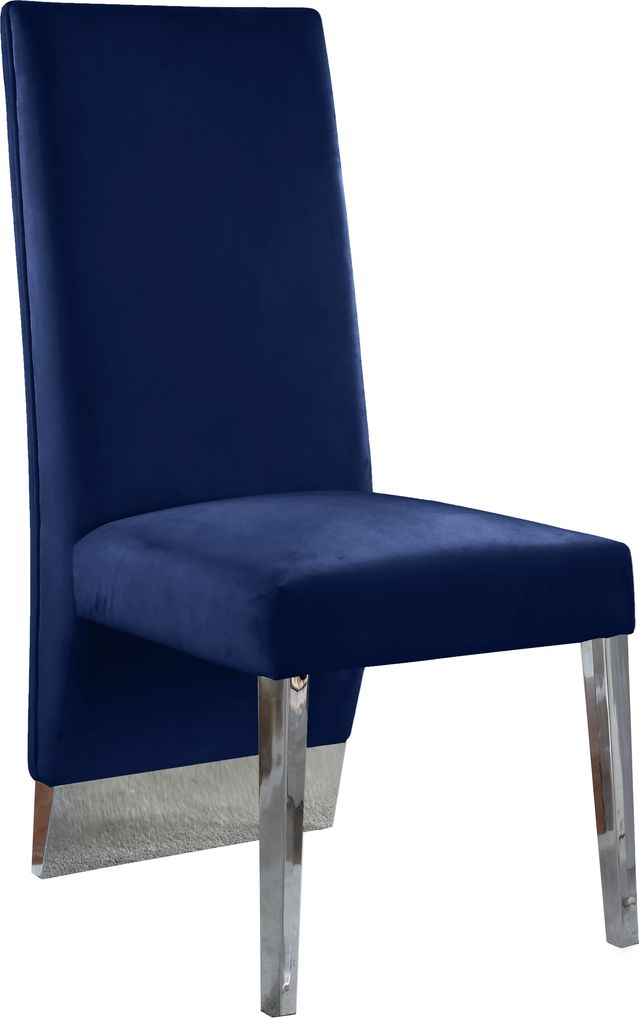 Meridian Furniture Porsha Navy/Chrome Velvet Dining Chair-0
