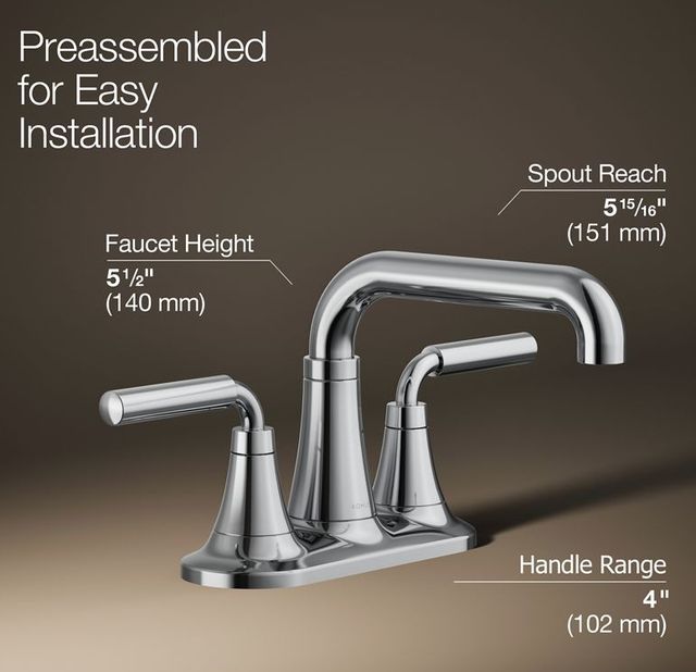 KOHLER® Tone™ Polished Chrome 1.2 GPM Centerset Bathroom Sink Faucet-2