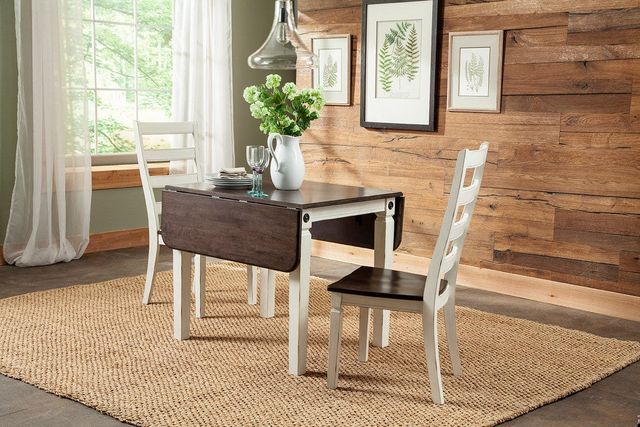 Intercon Glennwood Charcoal Drop Leaf Table with Rubbed White Base-2