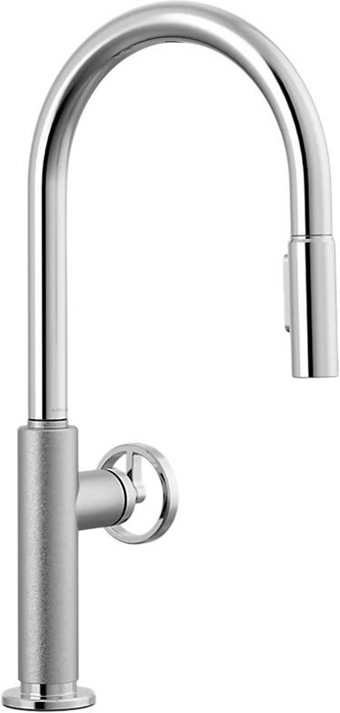 KOHLER® Billet® Polished Chrome Touchless Kitchen Sink Faucet with 2-Function Sprayhead and Single Round-Handle-0