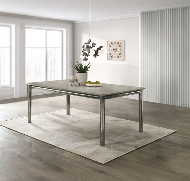 New Classic® Home Furnishings Lennox Gray Dining Table with Silver Base-1