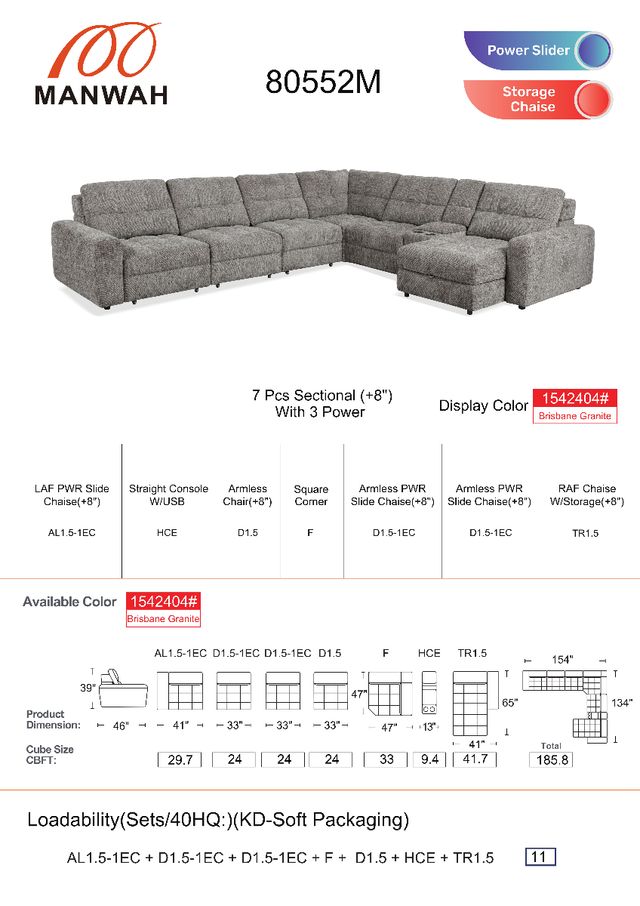 Jasper 6 Piece Power Slider Sectional-2