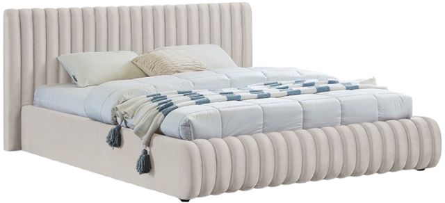 Meridian Furniture Nico Cream Upholstered Full Panel Bed-0