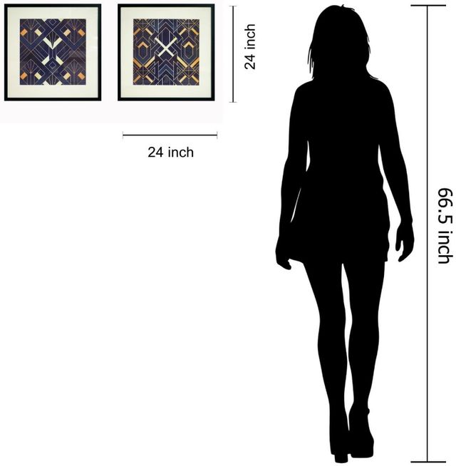 Classy Living 2-Piece Midnight Deco Geometric Pair Wall Art Set-2